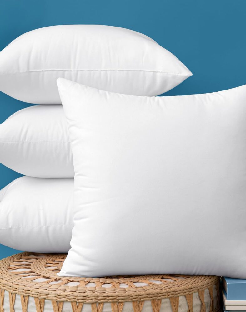 MIULEE Pack of 4 18x18 Inch Outdoor Pillow Inserts | Water-Resistant Throw Pillow Inserts Decorative Square Pillow Stuffer Sham for Porch Swing Couch Sofa Cushion Patio Furniture