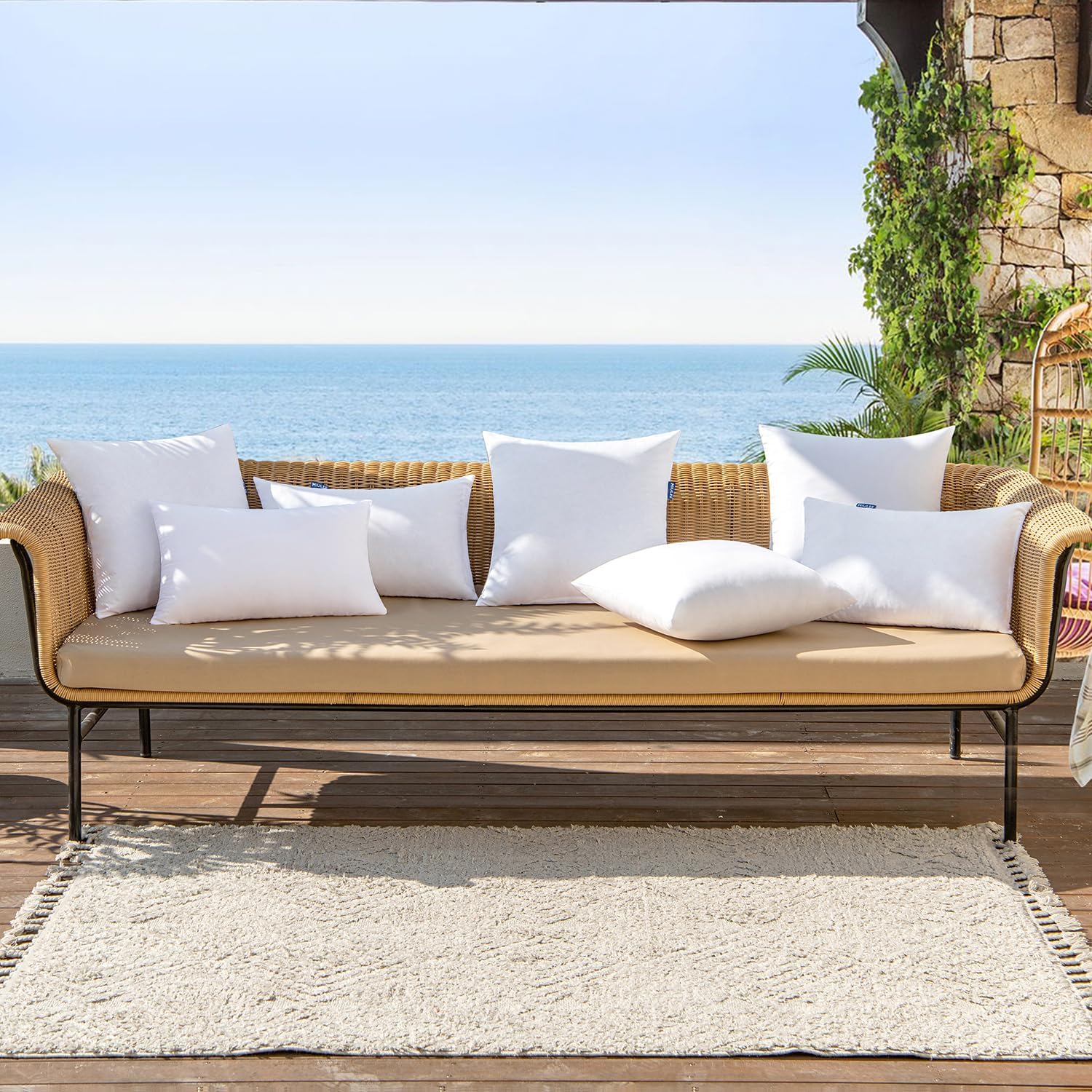 MIULEE Pack of 4 18x18 Inch Outdoor Pillow Inserts | Water-Resistant Throw Pillow Inserts Decorative Square Pillow Stuffer Sham for Porch Swing Couch Sofa Cushion Patio Furniture - Image 6