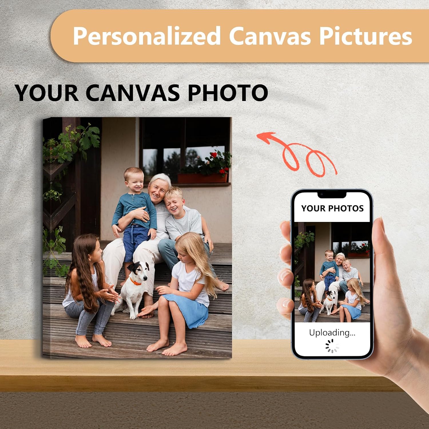 Personalized Photo Canvas Wall Art, Custom Canvas Prints with Your Photos,Ready to Hang, Ideal Housewarming Wedding Birthday Gift for Family Friends (HORIZONTAL PHOTO, 24" L x 16" W) - Image 5