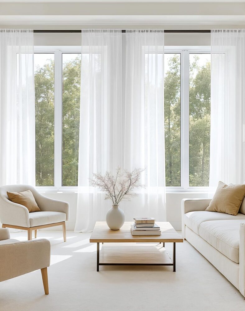 MIULEE White Sheer Curtains 84 Inches Long 4 Panels 42 x 84 Inches | Light Filtering, Rod Pocket, Voile Drapes, Living Room, Bedroom, Window Treatments
